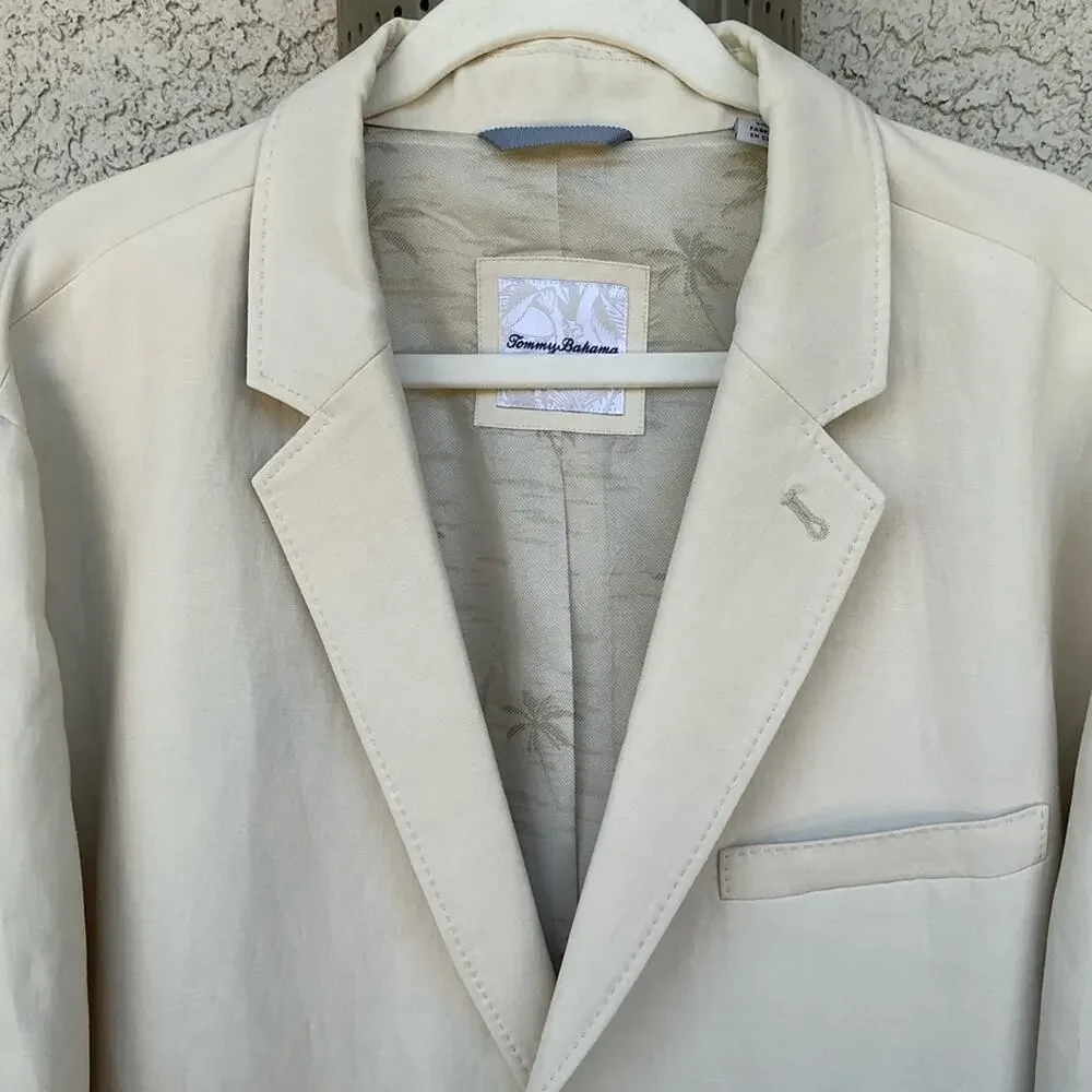 NWOT Tommy Bahama Monterey Blazer Silk Linen Sport Coat Tan Neutral Size XXL